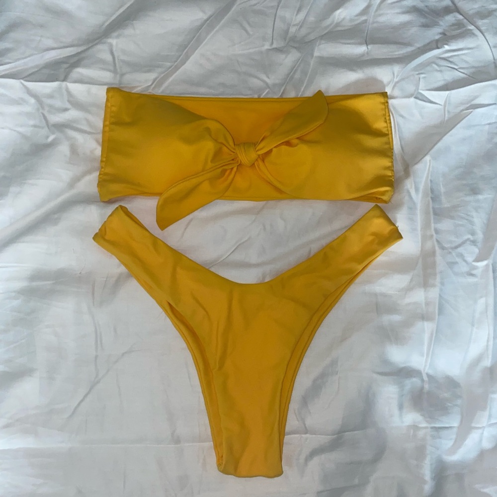 Yellow Tie Front Bikini